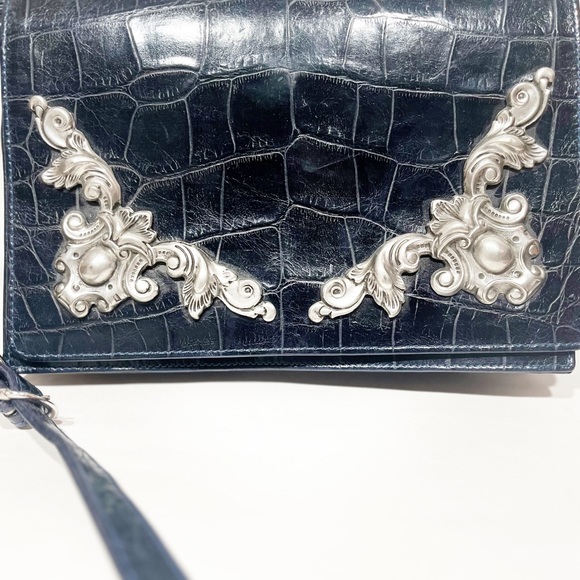 Glen Miller for AnnTurk Vintage Navy Croc Embossed Crossbody - Picture 3 of 5
